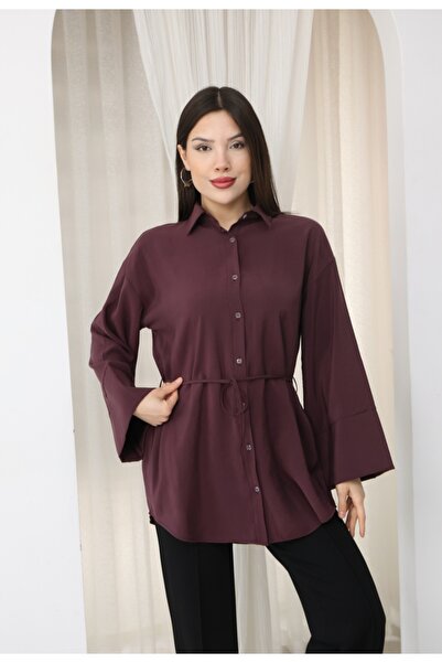 MODAELA Belden Bağlamalı Cupra Gömlek