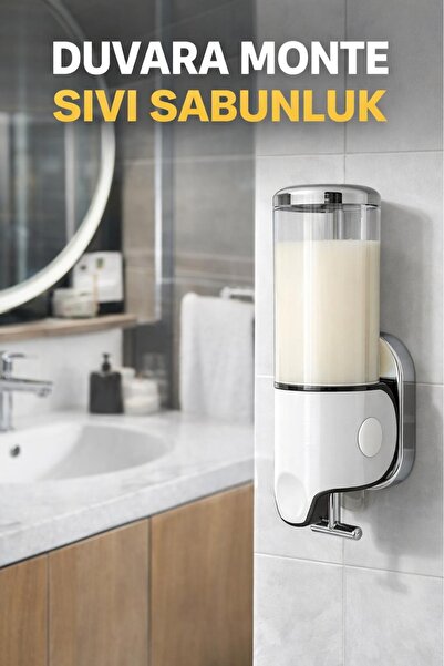 Kitchen Beauty 450ml Sıvı Sabunluk Duvara Monte Manuel Sabunluk Banyo Şampuan...