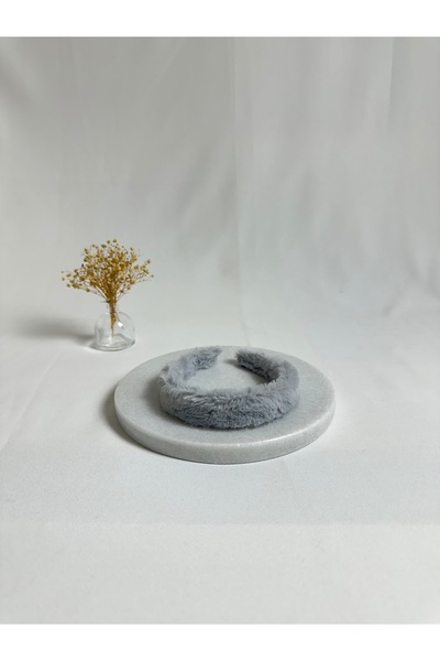 MegssStore ربطة شعر رمادية وبري بومبيل كورونا