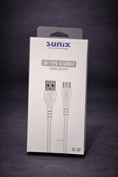 Sunix SC-92 3A Type-C Şarj Kablosu USB-A to USB-C Hızlı Şarj ve Veri Kablosu
