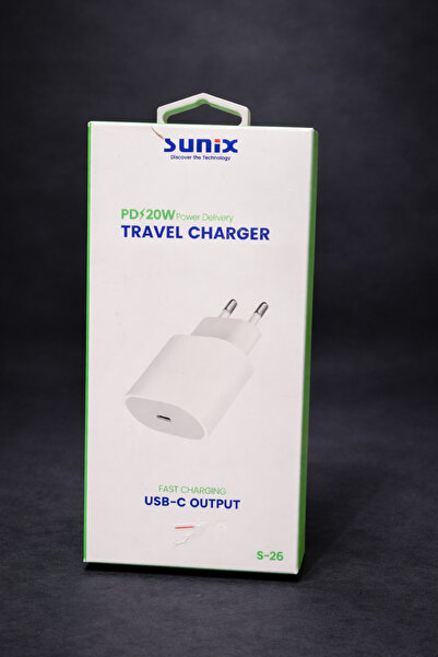 Sunix USB-C Güç Adaptörü 25W PD Hızlı Şarj Başlığı Type-C Seyahat Şarj Aleti
