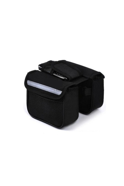 madinka Bisiklet Çok Amaçlı Heybe Çanta Kadro Üstü Telefon Tutuculu - Siyah