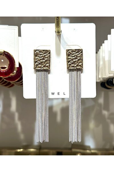 GLOW ACCESSORIES BAE Zra Model Fringed Gold Detailed Dangle Earrings