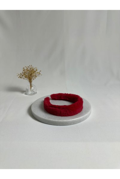 MegssStore Red Plush Curved Crown Hair Band