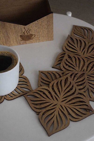 bir parça tasarım Wooden 6-Cup Coaster and Stand