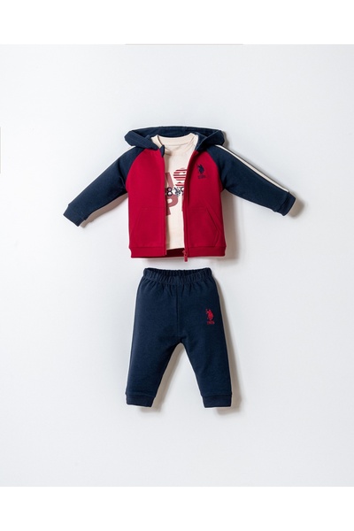 U.S. Polo Assn. U.S.Polo Assn.Usb2866 Red Baby Boy 3-Piece Set