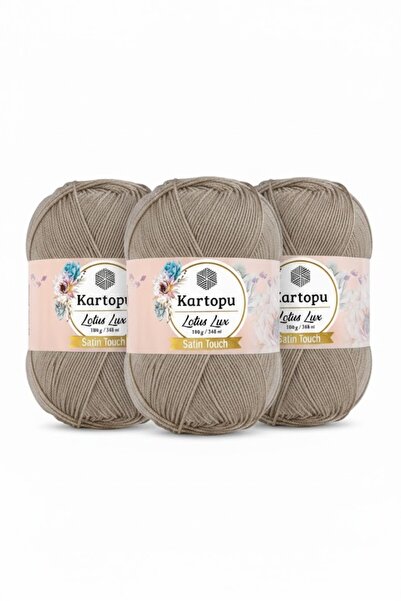 Kartopu 3 Adet lotus lüx Simli Örgü İpi K861 Bej 100 g/350 m