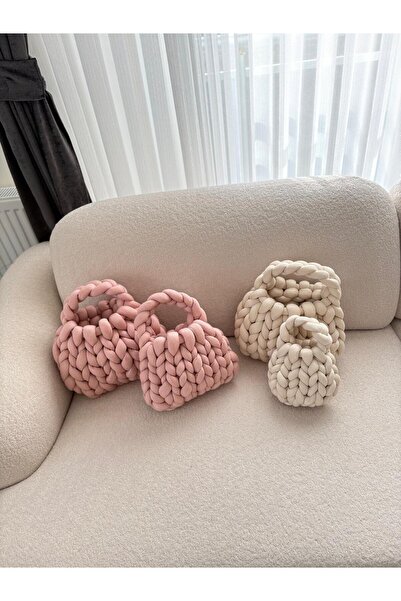 LAMBCRAFTS Chunky Puf Pamuklu Mrshmallow El Örgüsü Çanta Mini Boy(17cm*20cm)