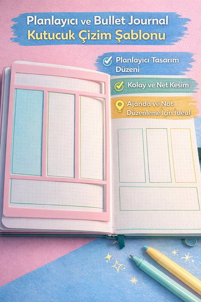 Muhcu Home Planlayıcı Kutucuk Çizim Şablonu – Bullet Journal Stencil – Ajanda...