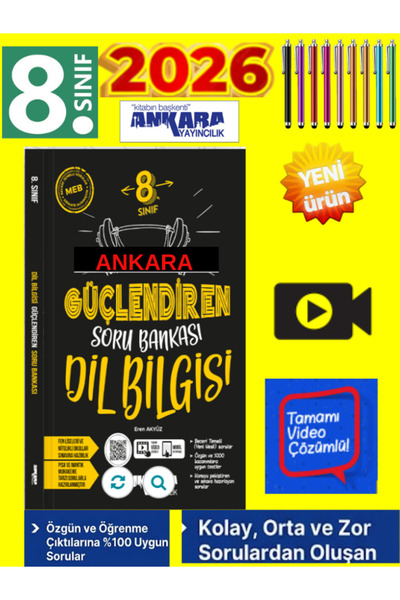 Ankara Yayıncılık 8.Sınıf Güçlendiren Dilbilgisi Soru Bankası+ANDROİD KALEM