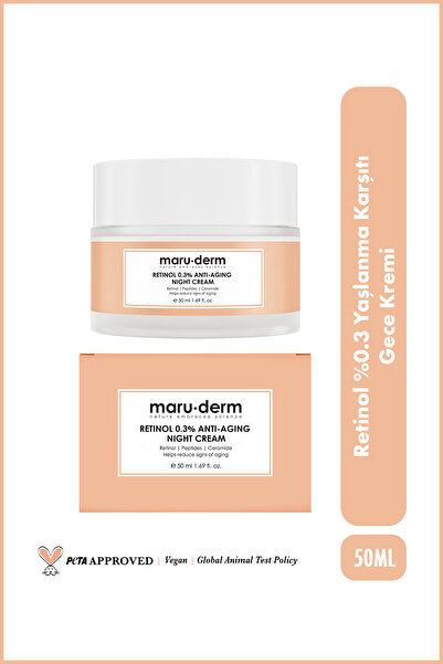 Maru.Derm Retinol %0.3 Yaşlanma Karşıtı Gece Kremi – Kırışıklık Karşıtı Yenil...