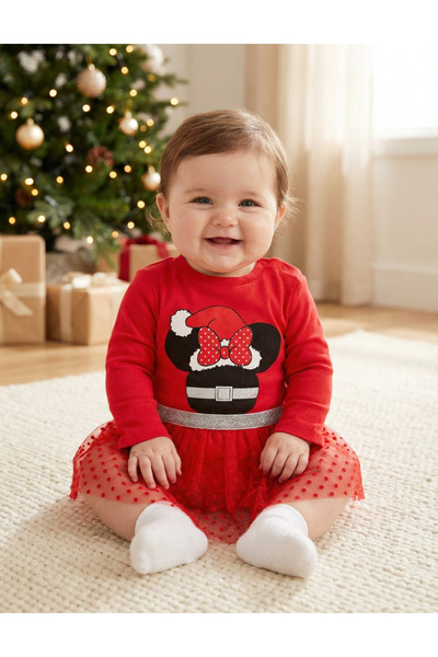 MiniKids Κορμάκι Minnie Holiday με κόκκινο χρώμα