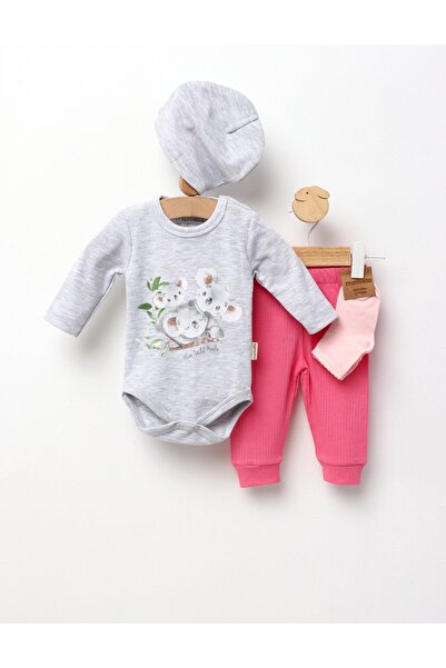 MiniKids Set 4 piese bebe, Live Wild Koala, gri