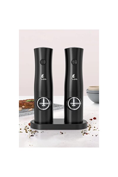 AyrStore Portofino 2'Li Standlı Pilli Tuz Karabiber Değirmeni Otomatik Bahara...