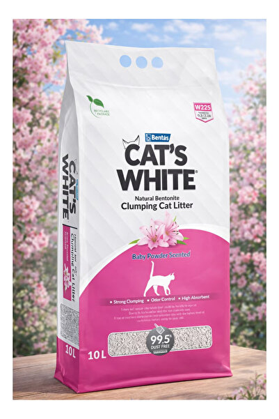 Cat's White Premium clumping cat litter with a baby powder scent, 10 liters, ...