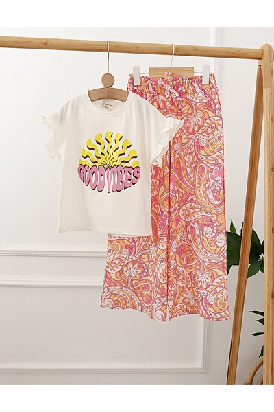 MiniKids Καλοκαιρινό σετ Good Vibes, λευκό-ροζ σχέδιο