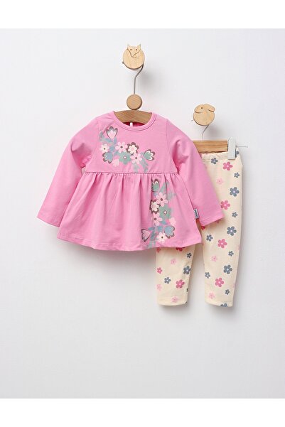 MiniKids Ροζ φόρεμα με λουλούδια για κορίτσια, με σχέδιο "Flowers Girl", σε α...