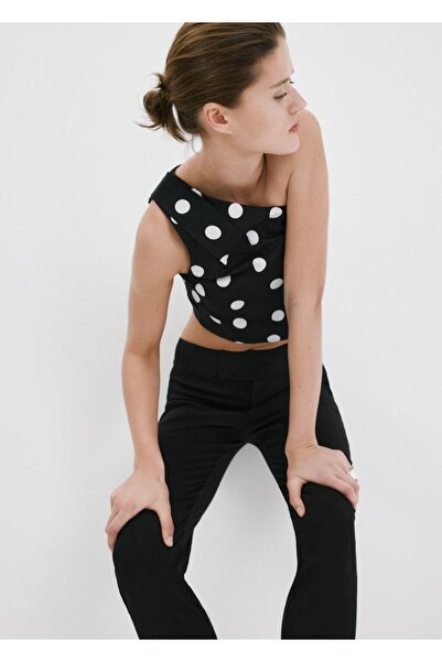 MANGO Woman Puantiye desenli asimetrik bluz