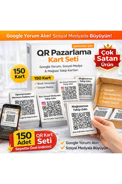 hazıral QR Google Yorum Kartı + Sosyal Medya Takip Kartı + Mağaza Takip QR Ka...