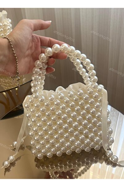 PD GRUP Lined Graduation Wedding Pearl Bag