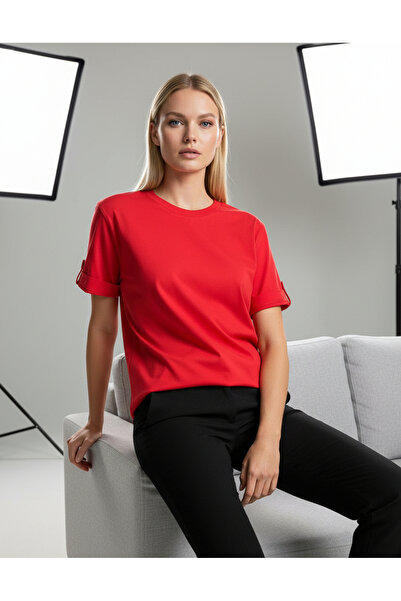 BUTİK1AVM Women's T-Shirt 100% Cotton Half- Oversized