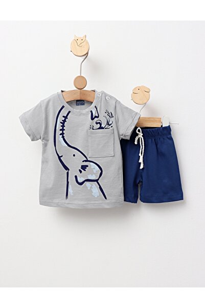 MiniKids Καλοκαιρινή στολή, γκριζογάλανος ελέφαντας