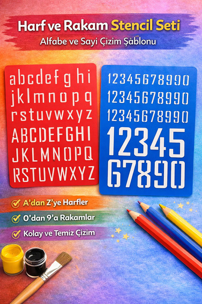 Muhcu Home Harf ve Rakam Stencil Şablon Seti – Alfabe ve Sayı Çizim Şablonu –...