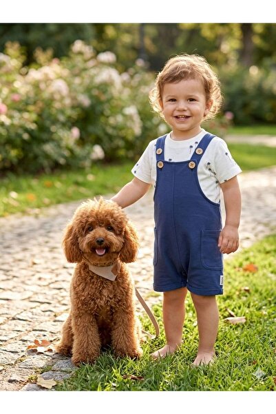 P&H BABYWEAR Palmiye Patterned Summer Salopet Set with Snap Fasteners on the ...