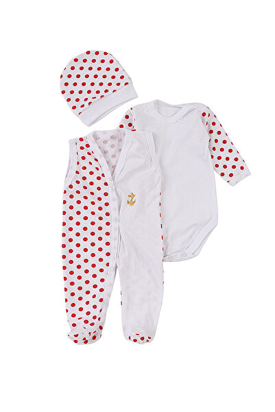 MiniKids Βρεφικό κορμάκι με Πουά , ολόσωμη φόρμα, κορδέλα για τα μαλλιά, κόκκινο