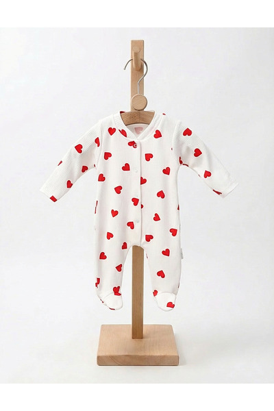 MiniKids Salopeta cu botosei World Of Hearts, alb-rosu