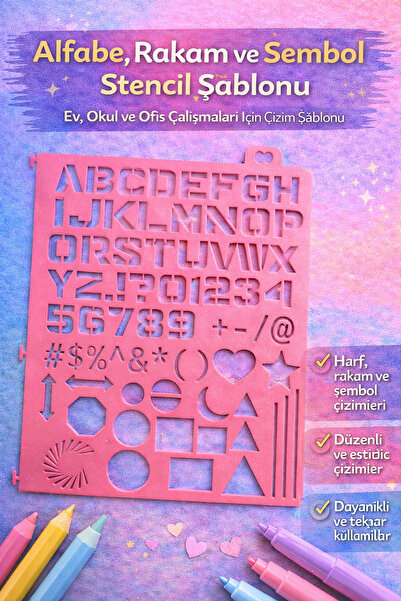 Muhcu Home Alfabe Rakam ve Sembol Stencil Şablonu – Çizim ve Boyama Stencil –...