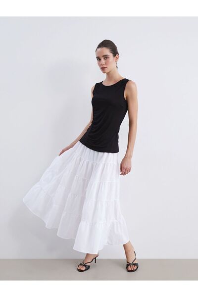 LC Waikiki Folded Poplin Skirt with Elastic Waist