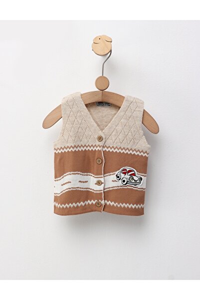 MiniKids Машинно плетен Елек, кремав