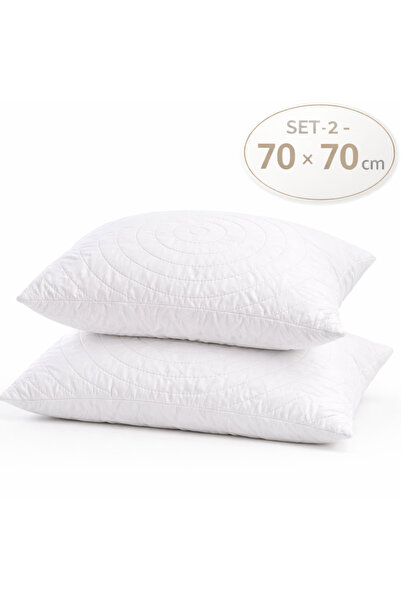 Boema Home Deco Set of 2 Fluffy Quilted Microfiber Pillows, Hypoallergenic, 7...