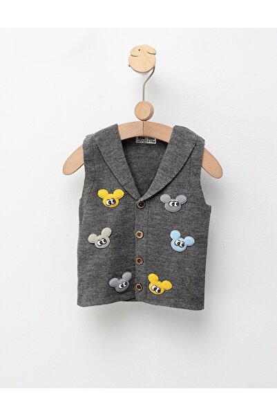 MiniKids Vesta tricotata maimutoaie, gri inchis