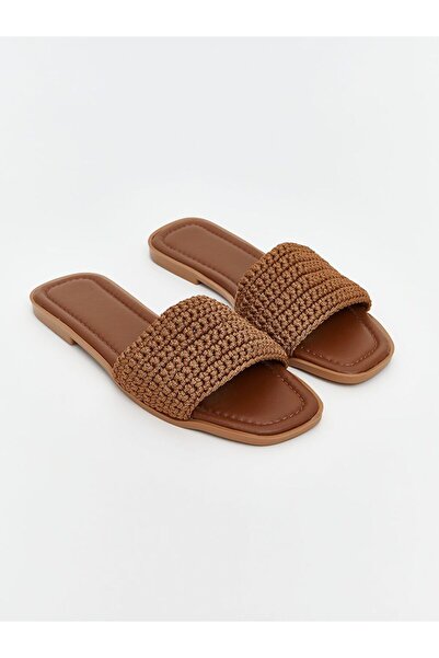LC Waikiki Koor Beige Knitted Detailed Women's Slippers
