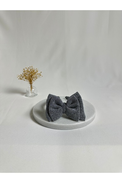 MegssStore Gray Double Bow Glittery Crown Headband