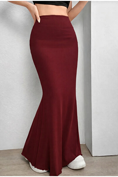 MAROVOAY Fusta tip pește Bordeaux efect modelator material elastic lungime maxi