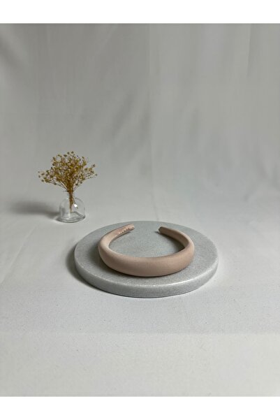 MegssStore ربطة شعر من الجيرسيه البيج الناعم المطوي على شكل تاج