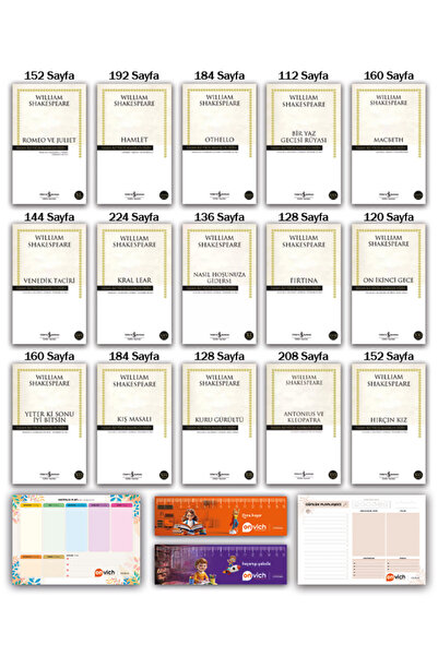 TÜRKİYE İŞ BANKASI KÜLTÜR YAYINLARI Shakespeare Kitaplığı 15 Kitap Set - Haml...