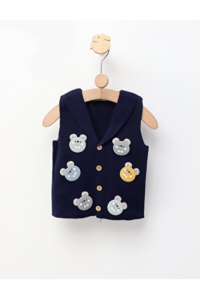 MiniKids Vesta tricotata ursuleti, bleumarin