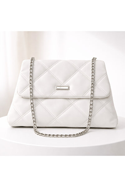 Sudedi Home White Quilted Chain Strap Pcs Women's Shoulder Bag Stylish Daily ...
