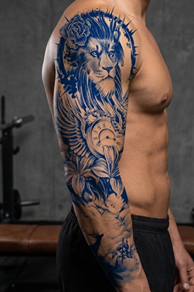 shop Aslan Figürlü Geçici Kol Dövmesi - 12 Saat Sonra Kararan Gerçekçi Tattoo...