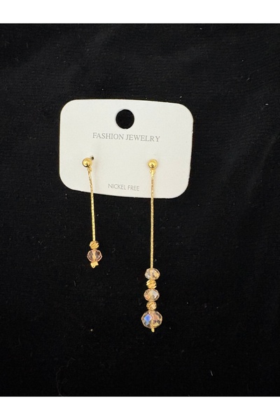 ELUNE İSTANBUL أقراط Elune Crystal مرصّع بالأحجار الذهبية الأنيقة (موديل شفاف...