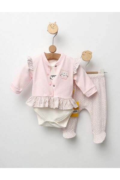 MiniKids Set 3 piese Trei Pisicute model roz