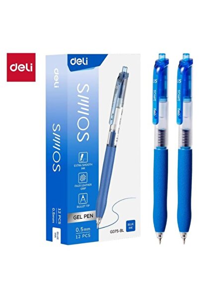 Deli Gel Pen EG075-BL 0.5mm Fine Tip, Quick-Dry, Smudge-Resistant, 12 Pack, B...