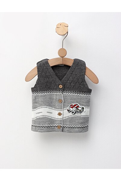 MiniKids Machine-knitted vest, gray-gray