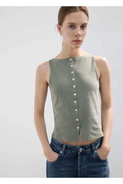 MANGO Woman Düğmeli pamuklu yelek