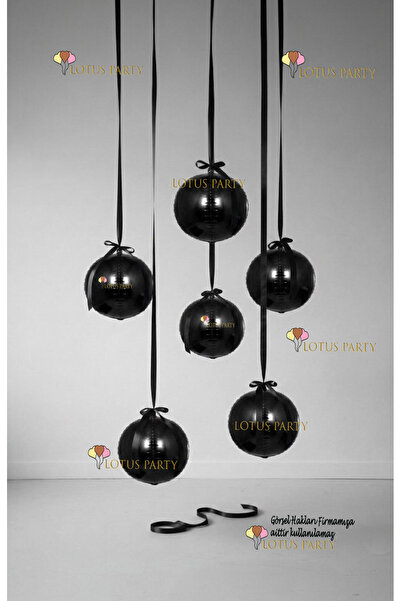 LOTUS PARTY Siyah Küre Balon - Parlak Küre Balon- Tavandan Sarkıtmalı Küre Ba...