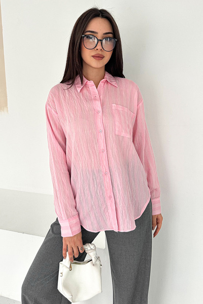 Noa&Noa Women's Striped Textured Shirt – Long Sleeve Pocket Detail Casual Com...